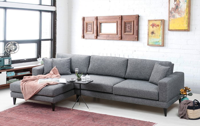 Atelier Del Sofa Left (Chl+3R) Sofá Cama Esquinero Gris Oscuro 303x160 cm